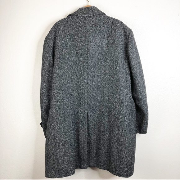 🌿 London Fog Gray Black Chevron Herringbone Coat - Picture 5 of 12